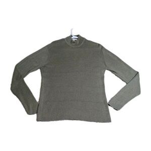 Perry Ellis Mens Sweater Large L Moss Green Long Sleeve Mock Neck Pullover Knit